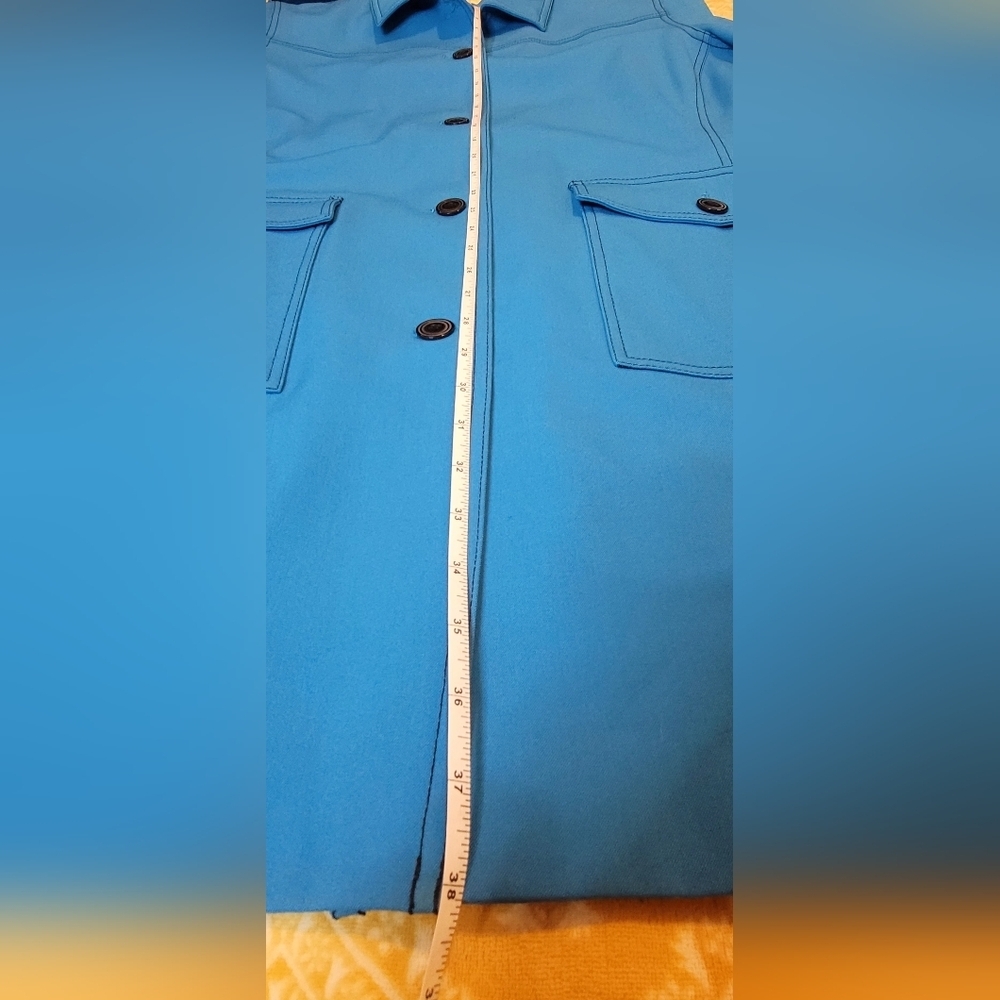 Alfred Dunner Blue Trench Coat Thick/Lined With Black Stitching And Pockets... - Picture 7 of 12